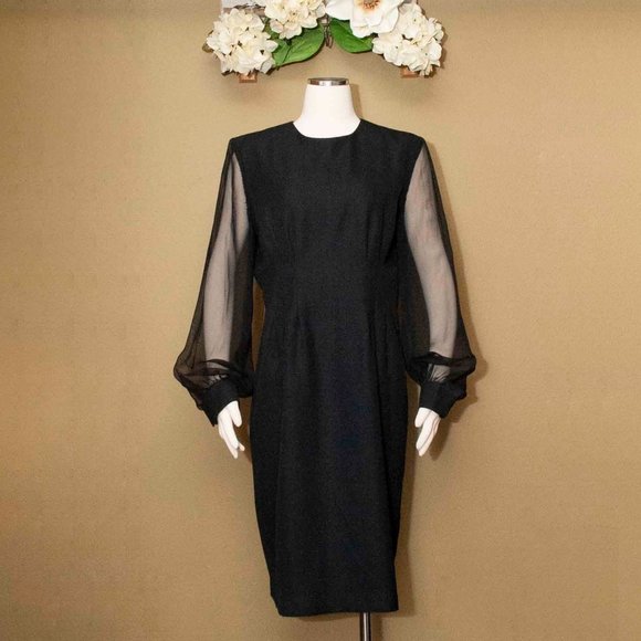 Cachet Dresses & Skirts - Cachet Sheer Statement Sleeve Sheath Dress size 14